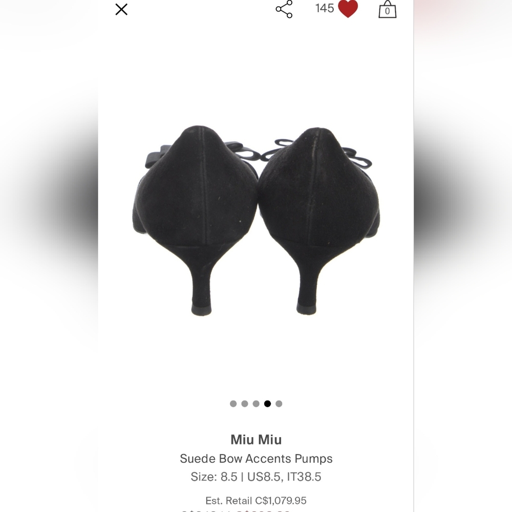 Miu Miu Suede Bow Accent Pumps - Picture 5 of 6